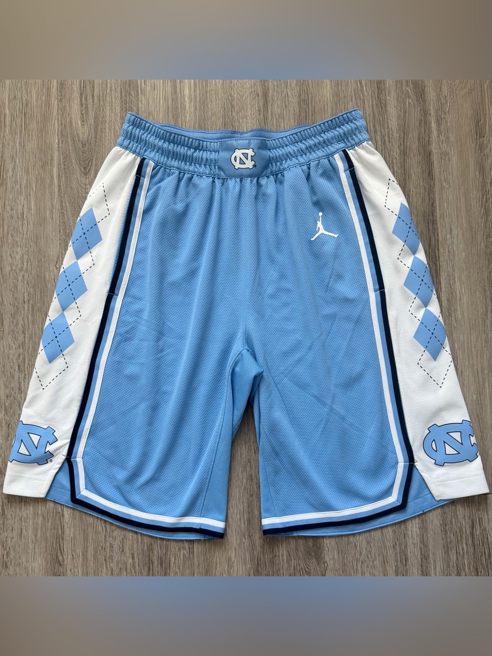 Jordan UNC Tarheels Dri-Fit Basketball Shorts Mens Large Carolina Blue Argyle